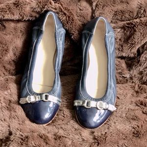 Attilio Giusti Leombruni Navy Blue Ballet Flats